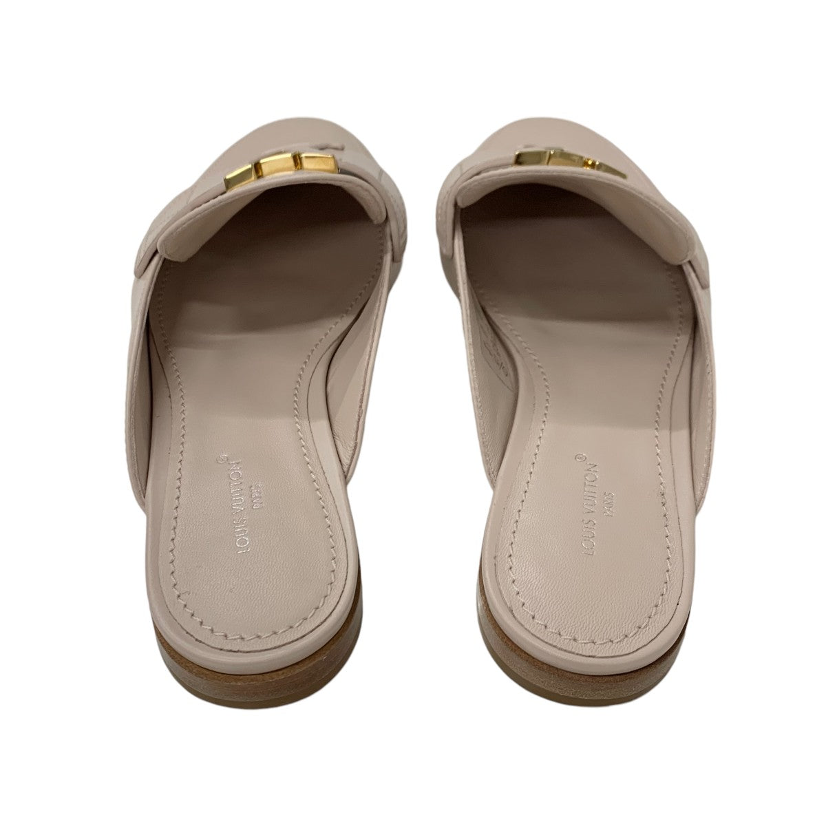 ルイヴィトン LOUIS VUITTON カプリライン ローファー 革靴 靴 シューズ レザー ピンクベージュ ゴールド フラットシューズ ミュール ロゴ