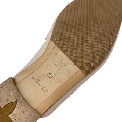 Louis Vuitton Capriline Loafers Leather Shoes Shoes Leather Pink Beige Gold Flat Shoes Mules Logo