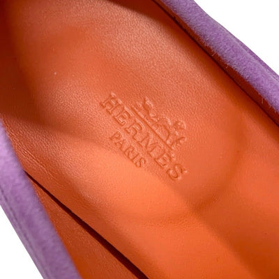 エルメス HERMES ロワイヤル ローファー 革靴 靴 シューズ スエード パープル モカシン フラットシューズ H金具 フリンジ