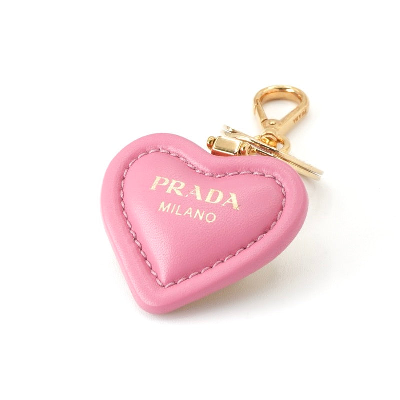 プラダ PRADA チャーム ピンク ゴールド ナッパレザー キーリング ロゴ ハート