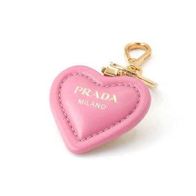 プラダ PRADA チャーム ピンク ゴールド ナッパレザー キーリング ロゴ ハート