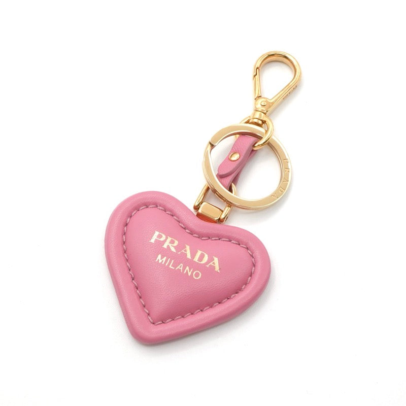プラダ PRADA チャーム ピンク ゴールド ナッパレザー キーリング ロゴ ハート