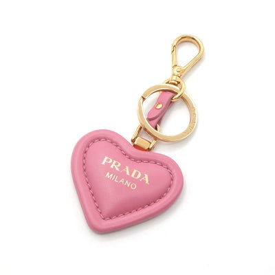 プラダ PRADA チャーム ピンク ゴールド ナッパレザー キーリング ロゴ ハート