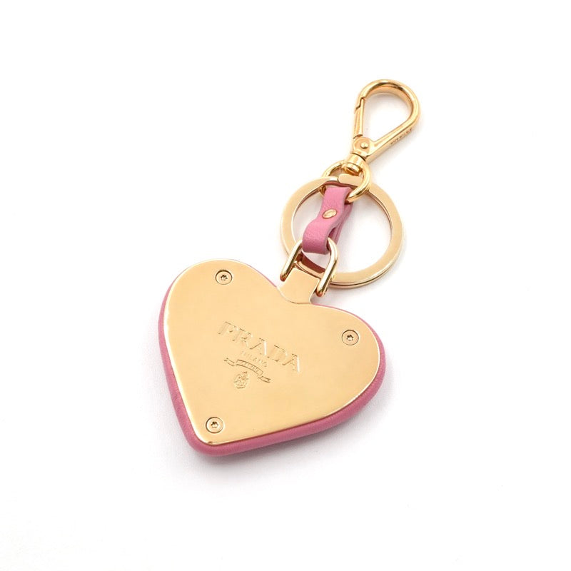 プラダ PRADA チャーム ピンク ゴールド ナッパレザー キーリング ロゴ ハート