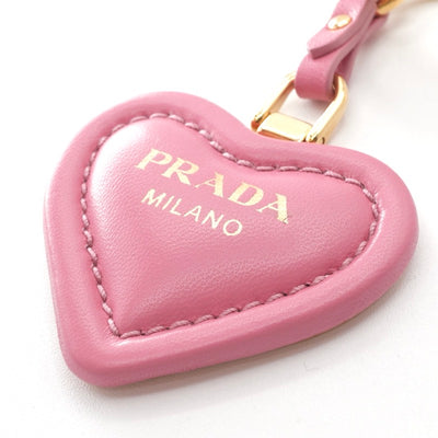 プラダ PRADA チャーム ピンク ゴールド ナッパレザー キーリング ロゴ ハート