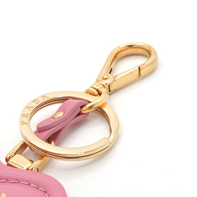 プラダ PRADA チャーム ピンク ゴールド ナッパレザー キーリング ロゴ ハート