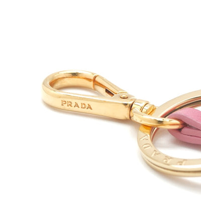 プラダ PRADA チャーム ピンク ゴールド ナッパレザー キーリング ロゴ ハート