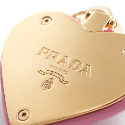 プラダ PRADA チャーム ピンク ゴールド ナッパレザー キーリング ロゴ ハート