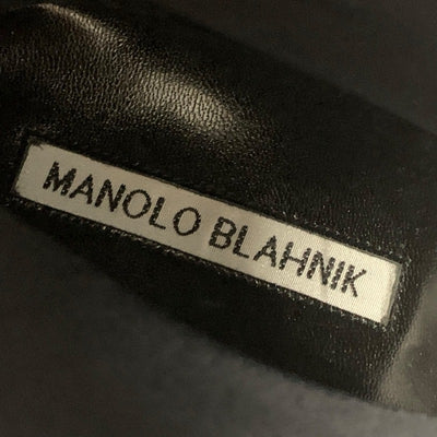 MANOLO BLAHNIK Boots, Short Boots, Shoes, Fabric, Patent, Black, Ribbon