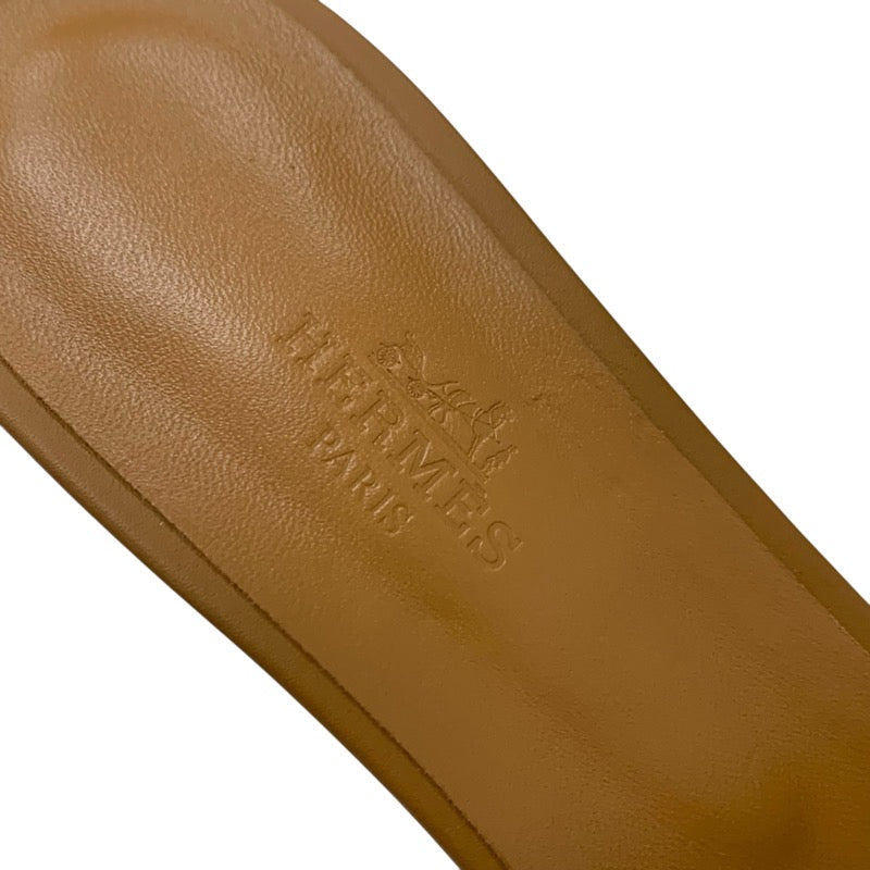 エルメス HERMES ドリーミー サンダル 靴 シューズ レザー ブラウン シルバー 未使用 コリエドシアン ミュール スタッズ