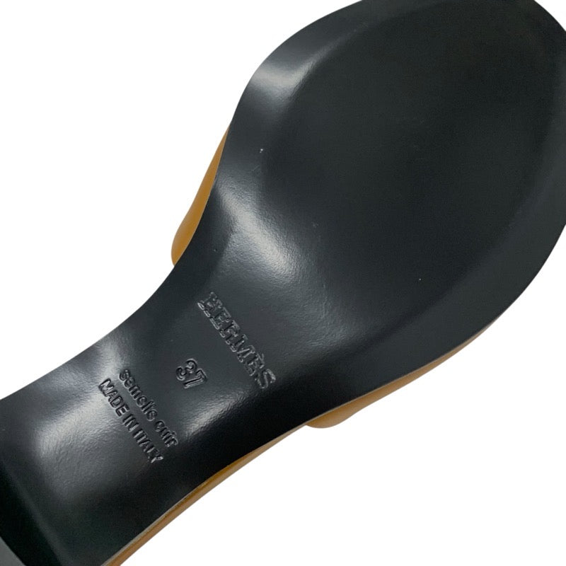 エルメス HERMES ドリーミー サンダル 靴 シューズ レザー ブラウン シルバー 未使用 コリエドシアン ミュール スタッズ