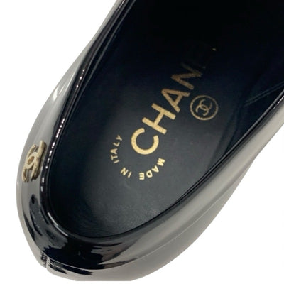 シャネル CHANEL ローファー 革靴 靴 シューズ パテント フェイクパール ブラック 黒 ココマーク レースアップ