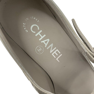 シャネル CHANEL パンプス 靴 シューズ レザー グレー ブラック 未使用 ココマーク ストラップ シワ加工