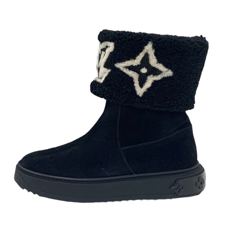 Louis Vuitton Snowdrop Line Monogram Boots Short Boots Shoes Suede Mouton Black White Mouton Boots Boa