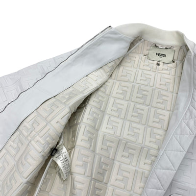 Fendi Outerwear White Logo FF Embossed Bomber Jacket Blouson