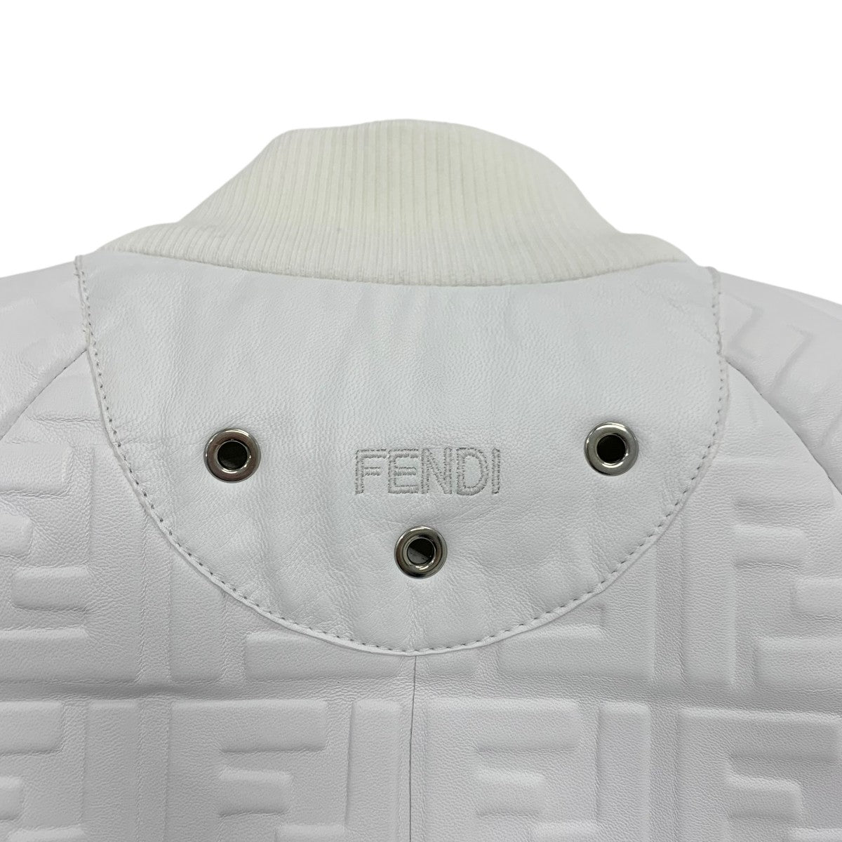 Fendi Outerwear White Logo FF Embossed Bomber Jacket Blouson