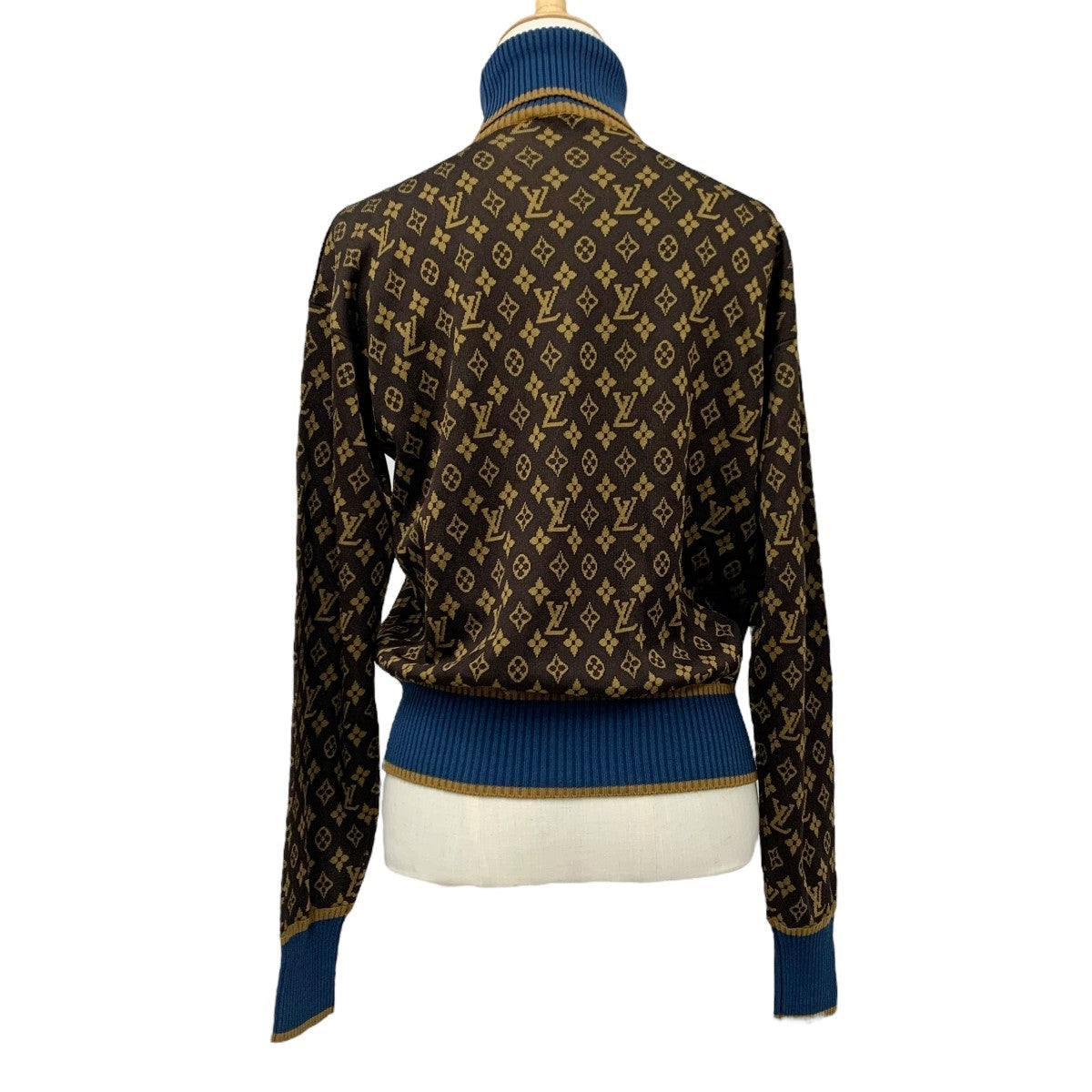 LOUIS VUITTON Monogram Tops Brown Blue Knit 20AW High Neck