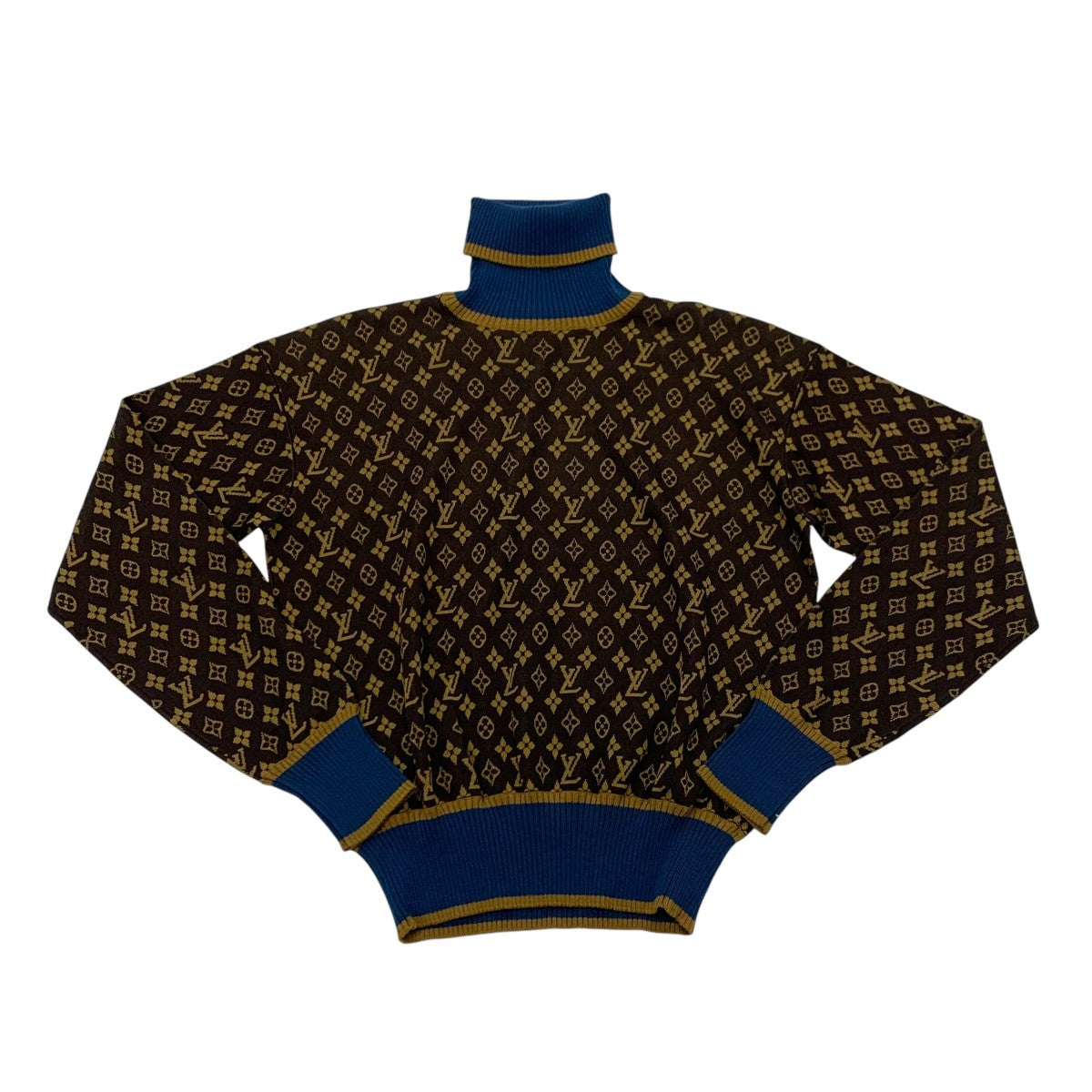 LOUIS VUITTON Monogram Tops Brown Blue Knit 20AW High Neck