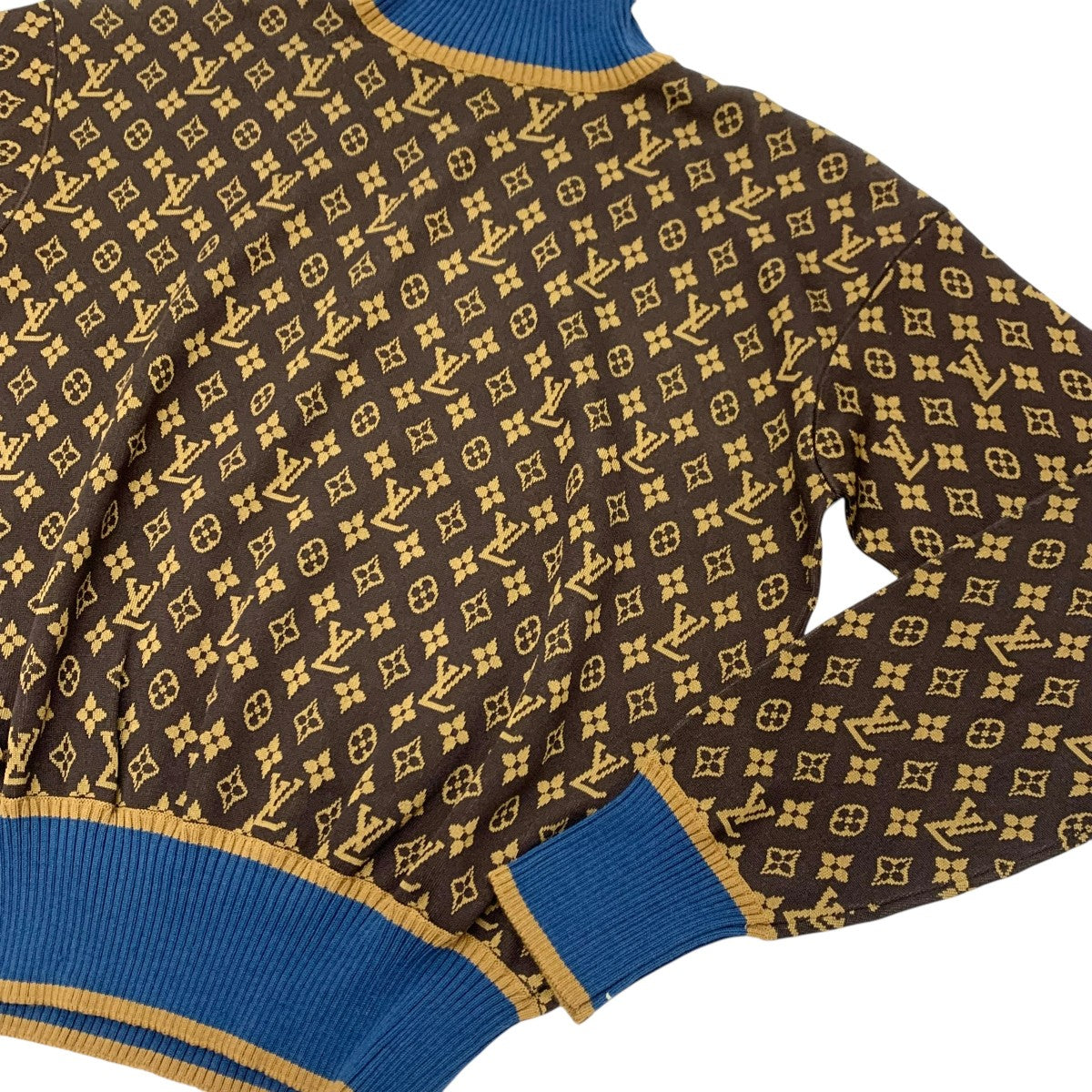 LOUIS VUITTON Monogram Tops Brown Blue Knit 20AW High Neck