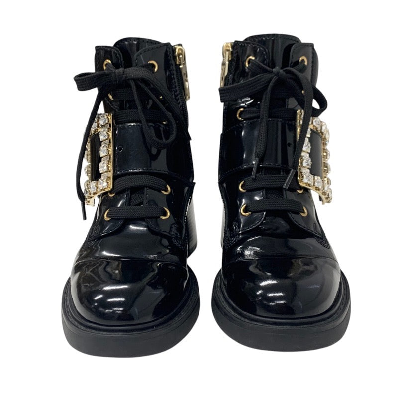 Roger Vivier Boots, Short Boots, Shoes, Patent Black, Black, Gold, Strath Buckle, Bijoux