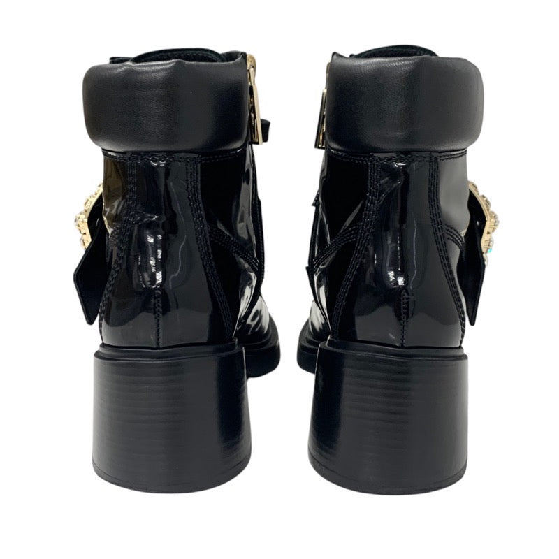 Roger Vivier Boots, Short Boots, Shoes, Patent Black, Black, Gold, Strath Buckle, Bijoux