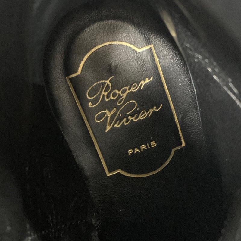 ロジェヴィヴィエ Roger Vivier ブーツ ショートブーツ 靴 シューズ パテント ブラック 黒 ゴールド ストラスバックル ビジュー