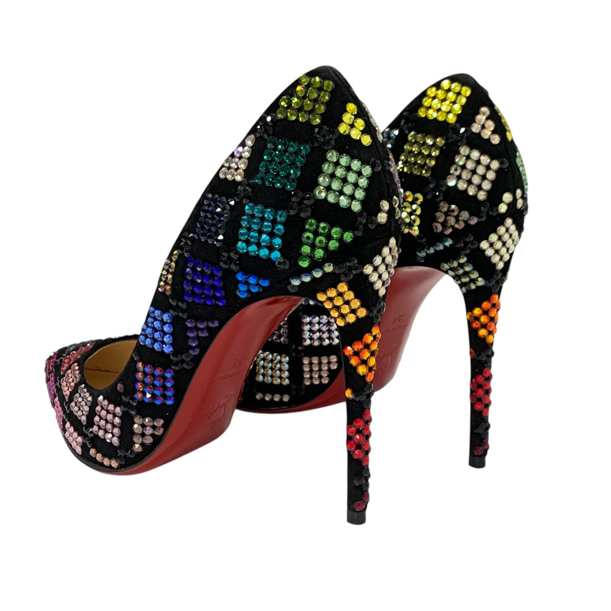 Christian Louboutin Décolleté pumps shoes suede Swarovski black multicolor rhinestone