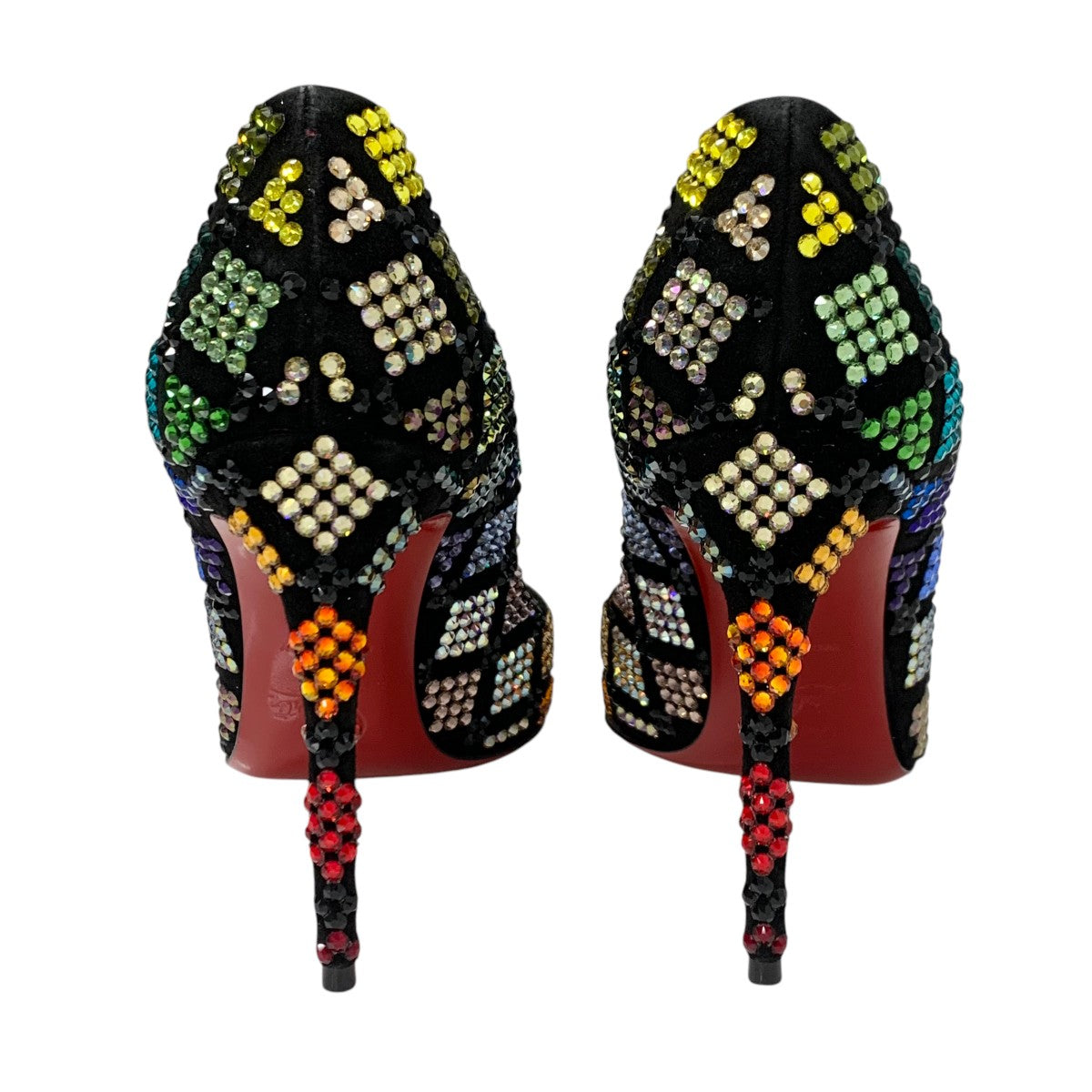 Christian Louboutin Décolleté pumps shoes suede Swarovski black multicolor rhinestone