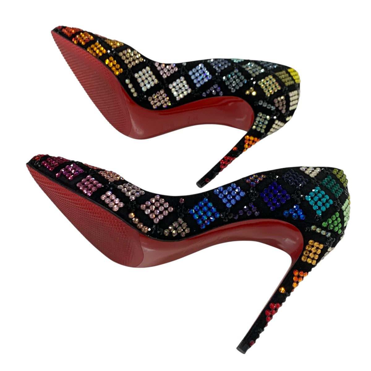 Christian Louboutin Décolleté pumps shoes suede Swarovski black multicolor rhinestone