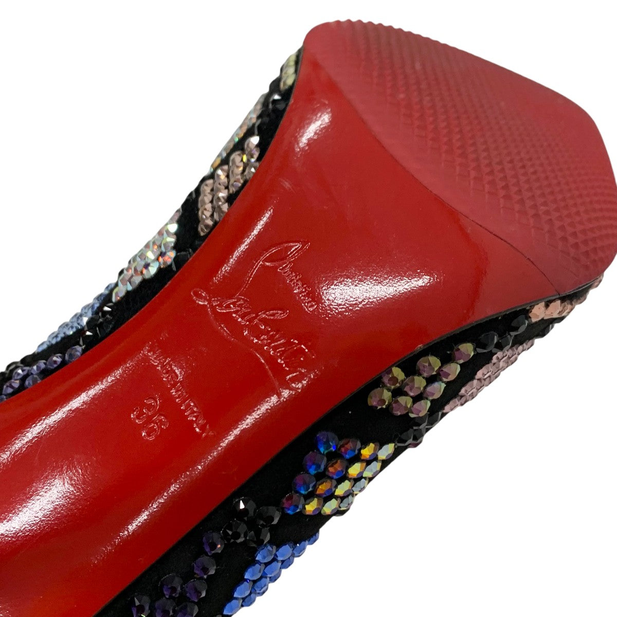 Christian Louboutin Décolleté pumps shoes suede Swarovski black multicolor rhinestone