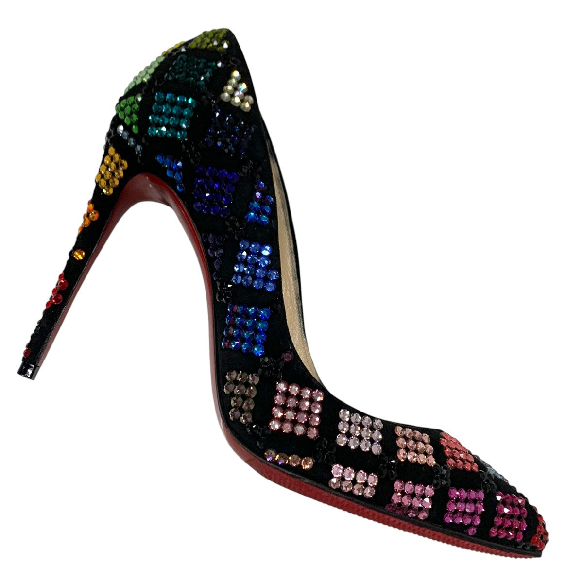 Christian Louboutin Décolleté pumps shoes suede Swarovski black multicolor rhinestone