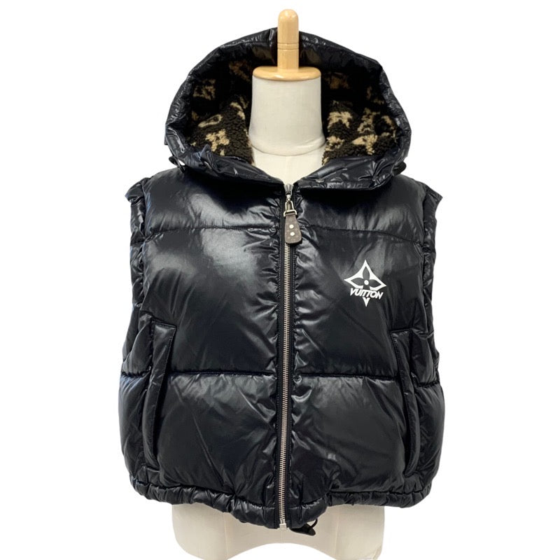 Louis Vuitton LOUIS VUITTON outerwear black white glossy sleeveless puffa jacket monogram down vest