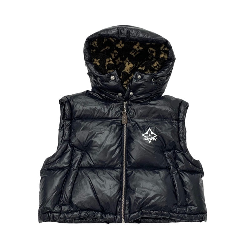 Louis Vuitton LOUIS VUITTON outerwear black white glossy sleeveless puffa jacket monogram down vest