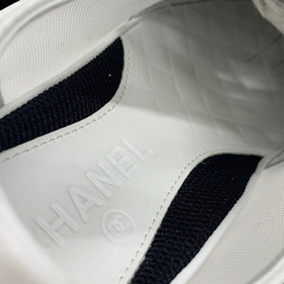 シャネル CHANEL スニーカー 靴 シューズ レザー メッシュ ホワイト ブラック ココマーク レースアップ