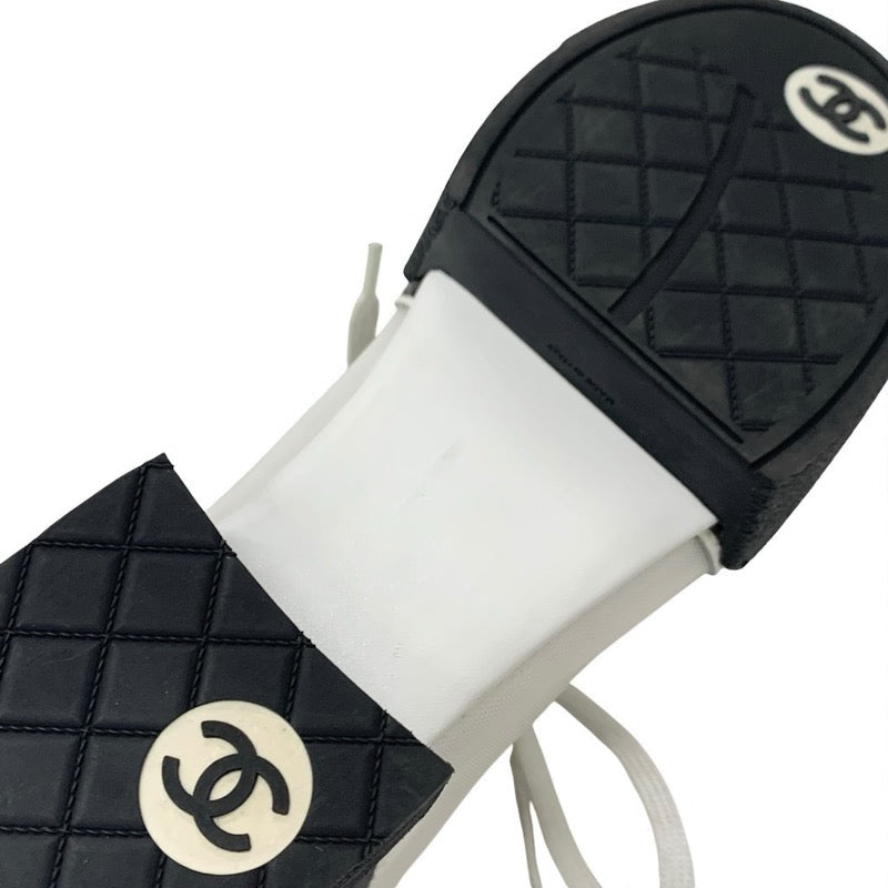シャネル CHANEL スニーカー 靴 シューズ レザー メッシュ ホワイト ブラック ココマーク レースアップ