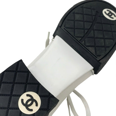シャネル CHANEL スニーカー 靴 シューズ レザー メッシュ ホワイト ブラック ココマーク レースアップ
