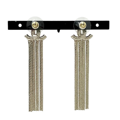 Chanel Earrings Gold Coco Mark Fringe