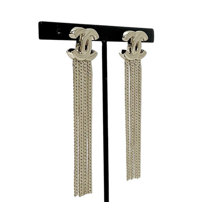 Chanel Earrings Gold Coco Mark Fringe