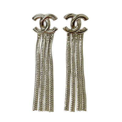 Chanel Earrings Gold Coco Mark Fringe