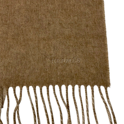 Hermes Rect Verso muffler, cashmere, beige, brown, stole, logo, reversible