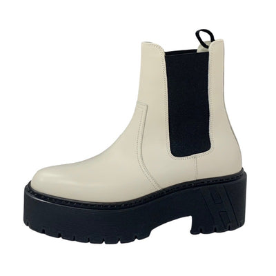 Hermes HERMES Harrow boots, short boots, shoes, leather, ivory, side gore