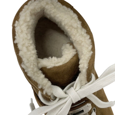 Hermes Daydream sneakers, shoes, suede, sheepskin, brown, silver, high-cut sneakers, Kelly hardware