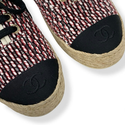 シャネル CHANEL スニーカー 靴 シューズ ファブリック ブラック レッド ホワイト ココマーク エスパドリーユ