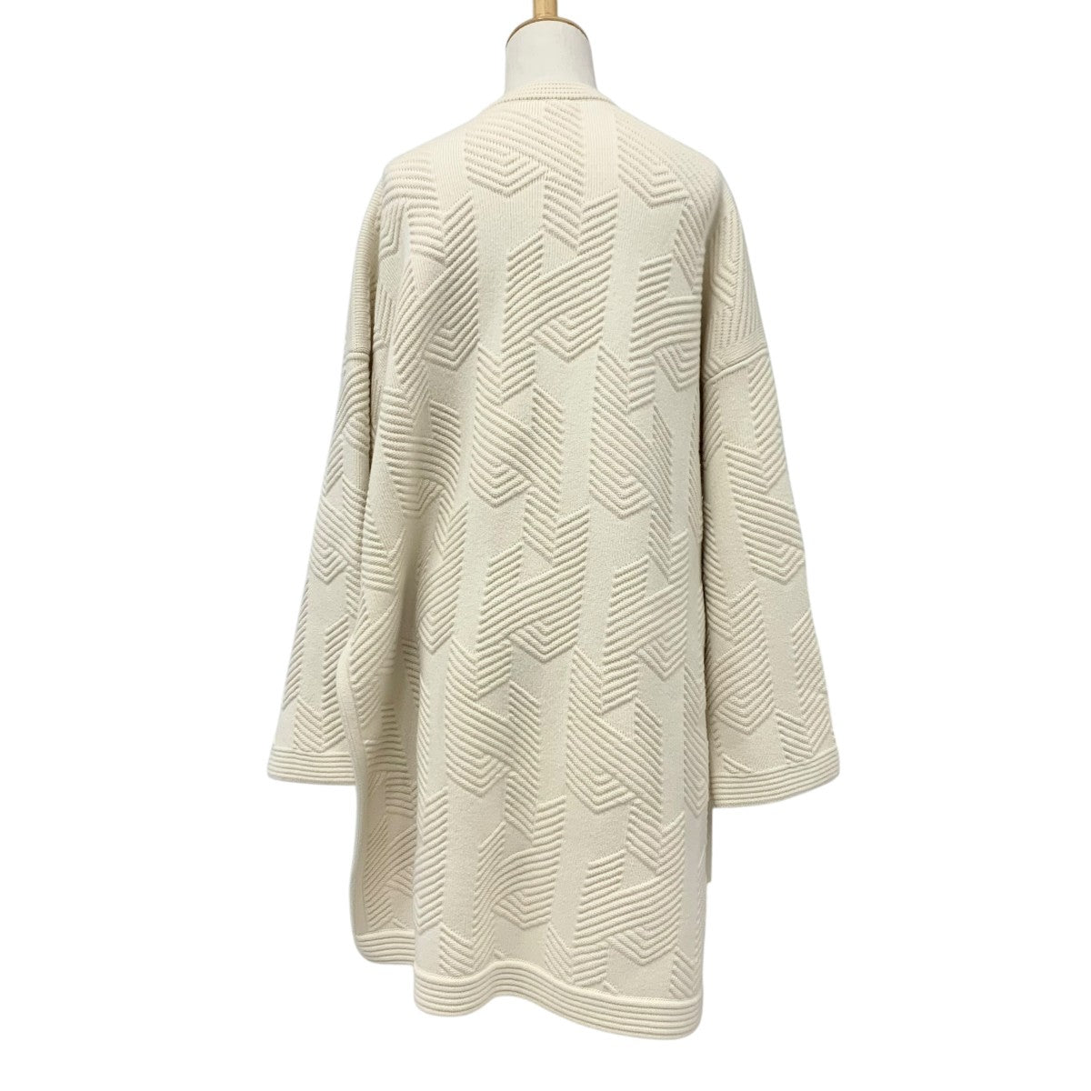 Hermes HERMES Outerwear Wool Off-White Nadege Knit Coat