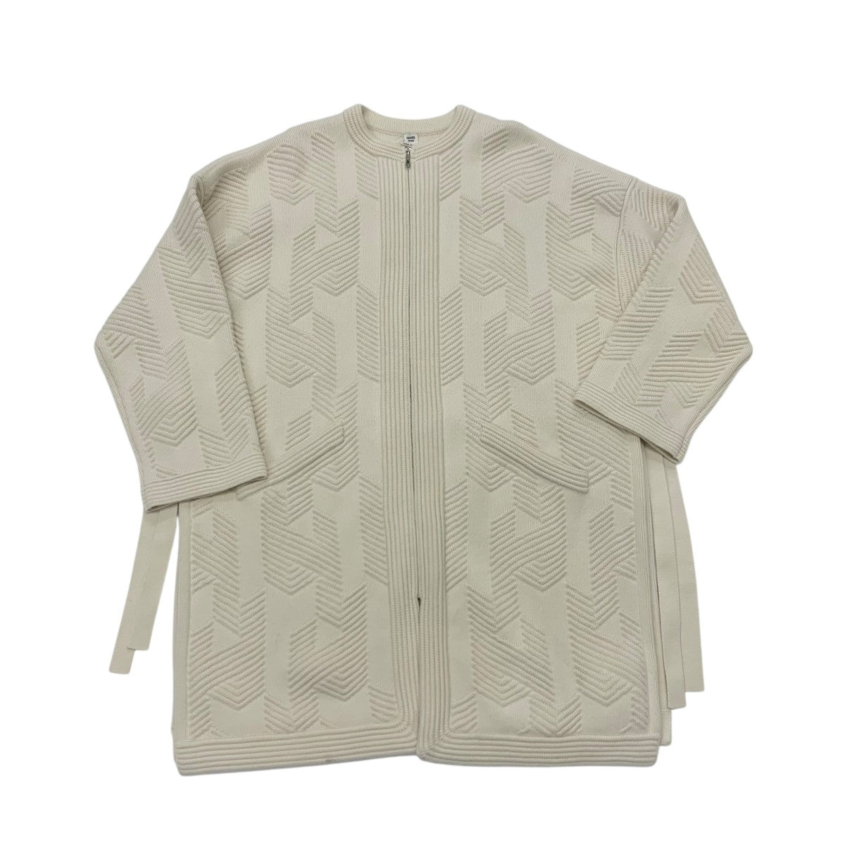 Hermes HERMES Outerwear Wool Off-White Nadege Knit Coat