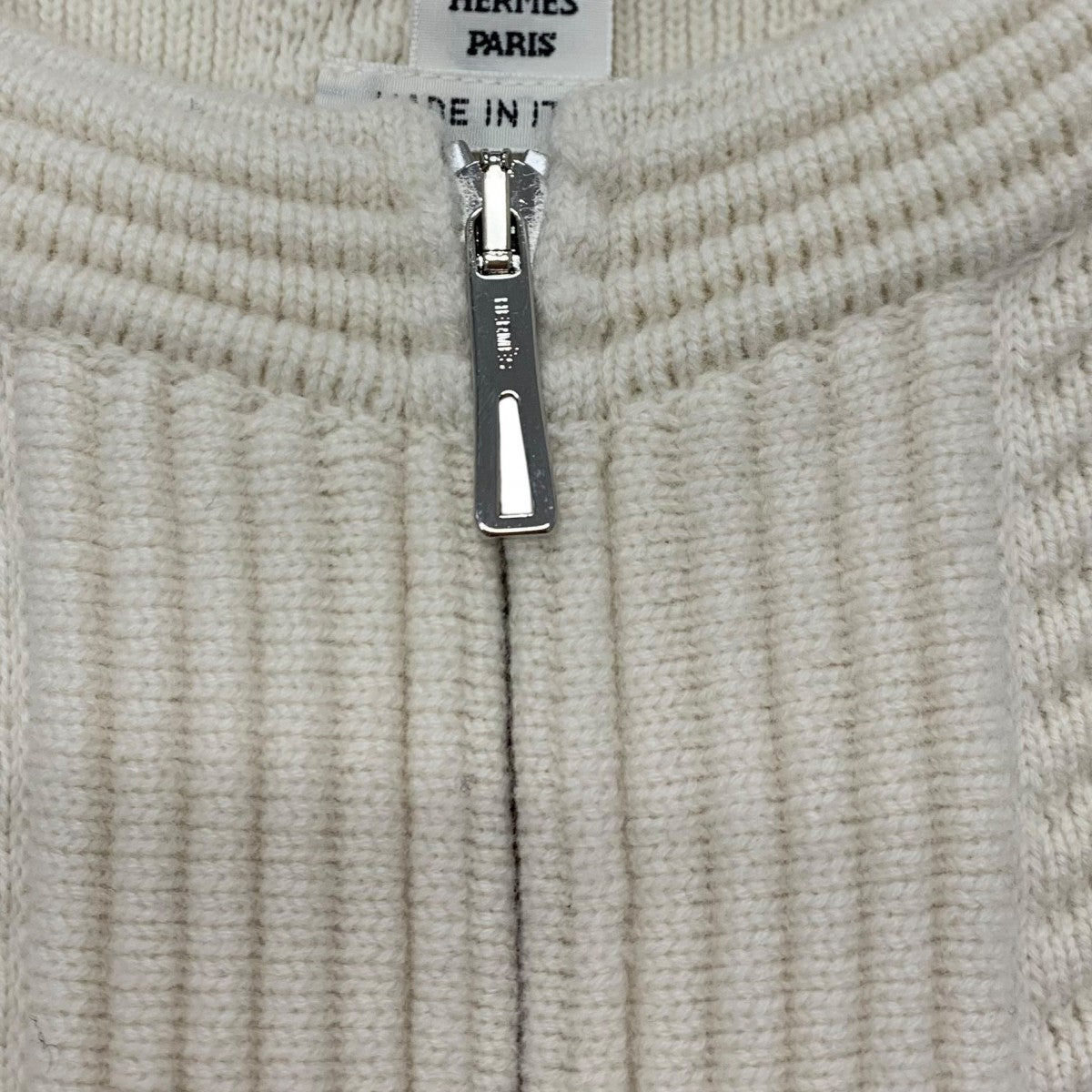 Hermes HERMES Outerwear Wool Off-White Nadege Knit Coat