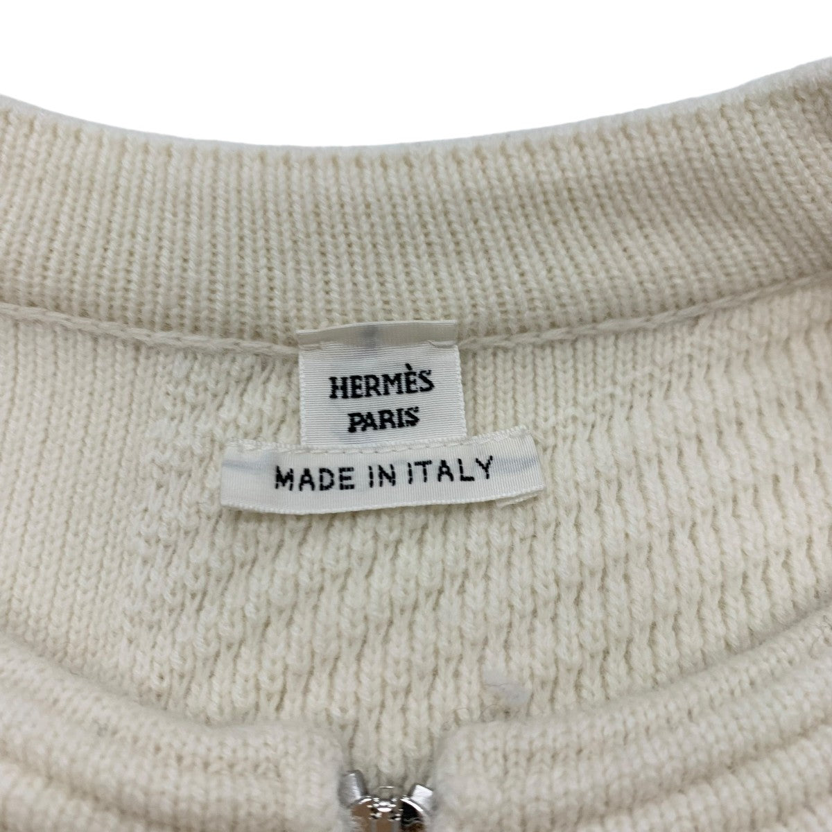 Hermes HERMES Outerwear Wool Off-White Nadege Knit Coat