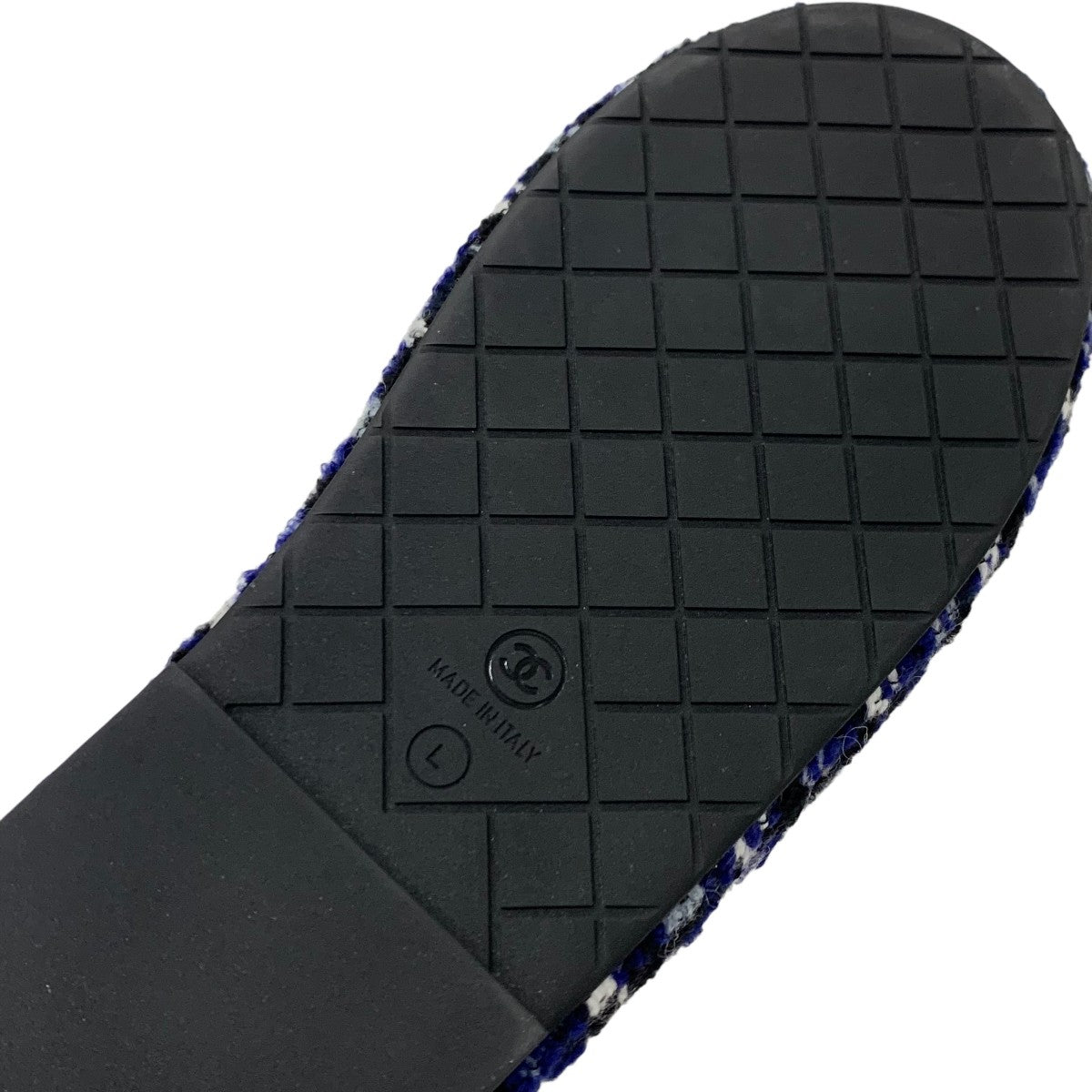 シャネル CHANEL サンダル 靴 シューズ ツイード ブルー系 ホワイト ブラック ココマーク メンズ