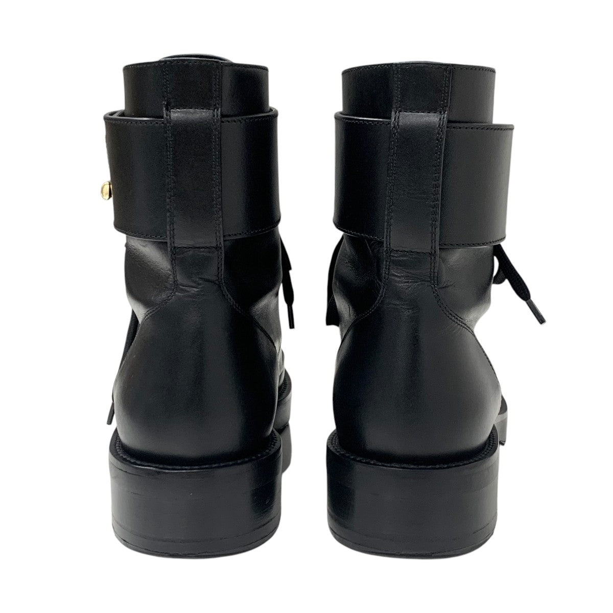 LOUIS VUITTON Wonderland Line Boots Short Boots Shoes Leather Black Gold Ankle Boots Lace-up LV Metal Belt