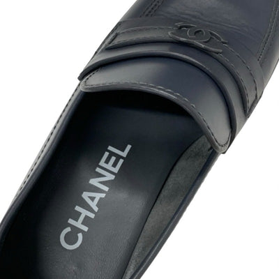 シャネル CHANEL ローファー 革靴 靴 シューズ レザー グレー系 ココマーク 厚底